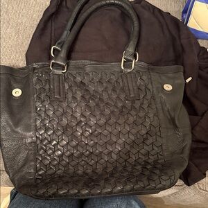 Chic Black Woven Tote Bag